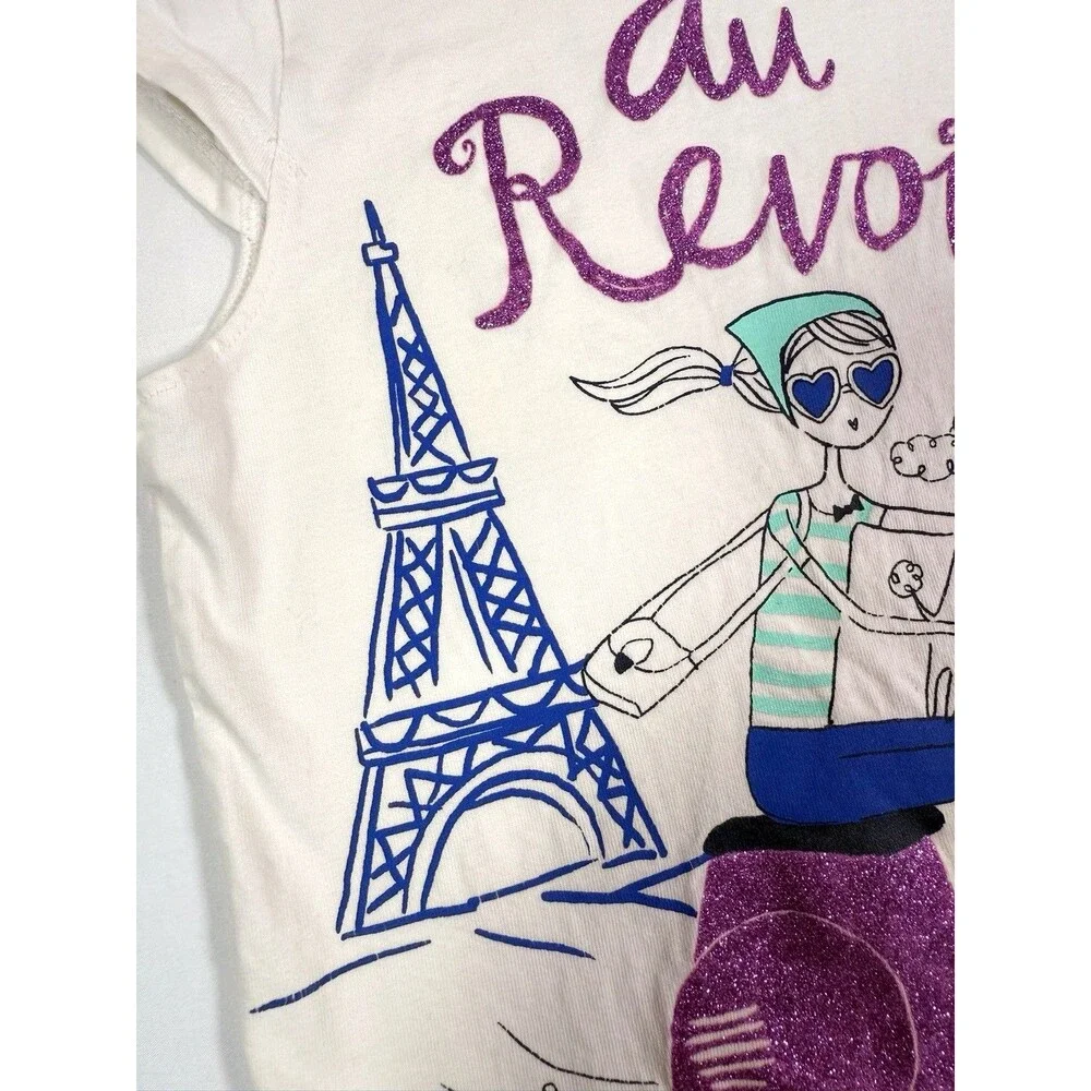 GYMBOREE Girls Graphic‎ Tee Paris Scooter Illustration Size 8